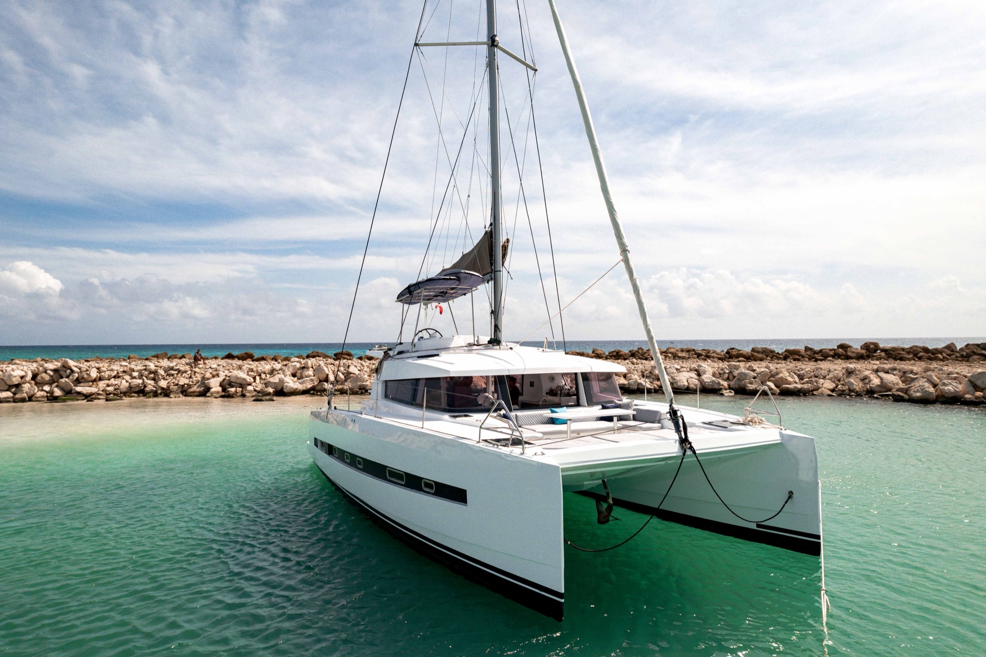 Catamaran Bali lounge and trampoline areas