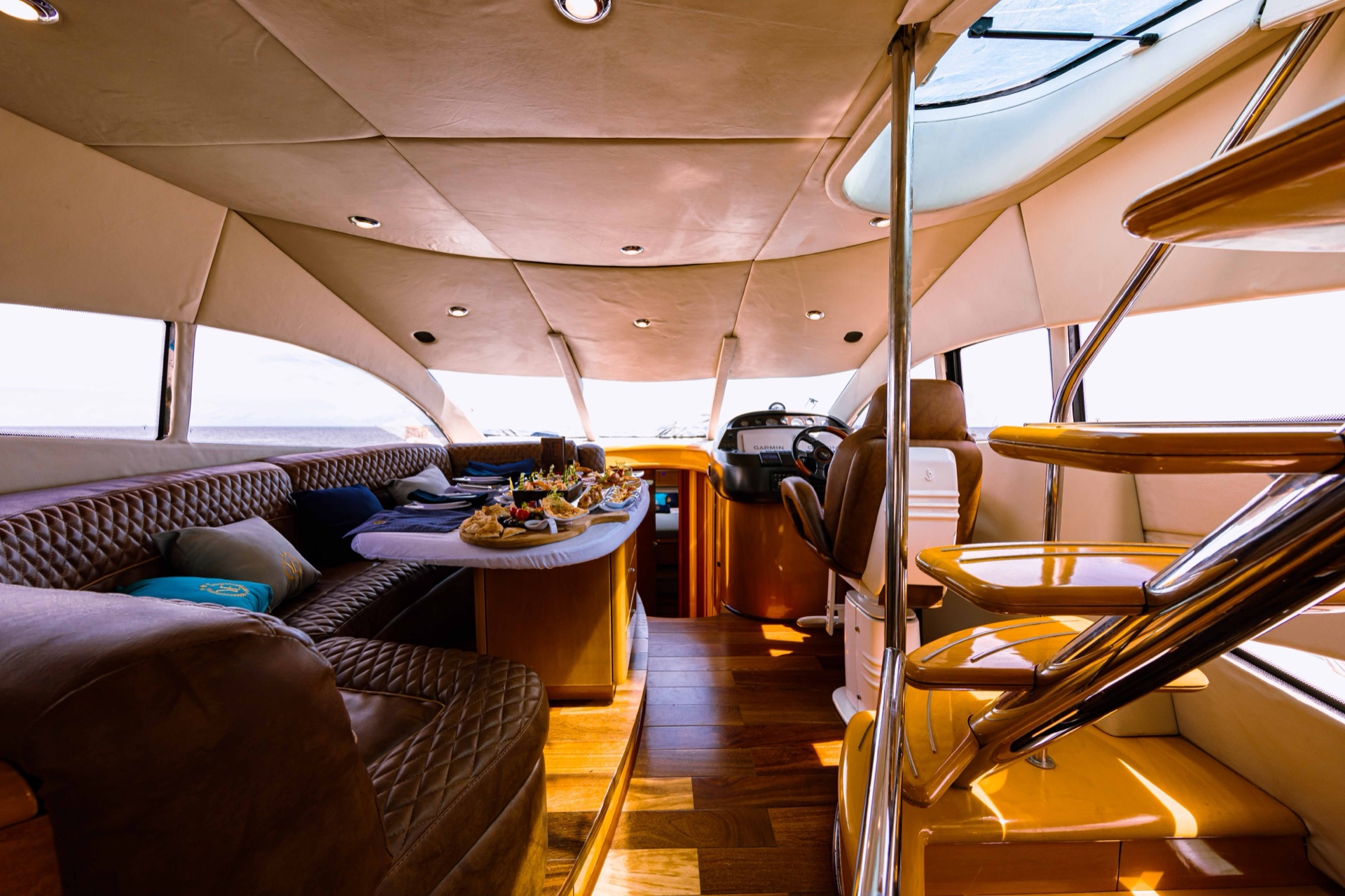 Sunseeker Lamore salon with chef's welcome spread